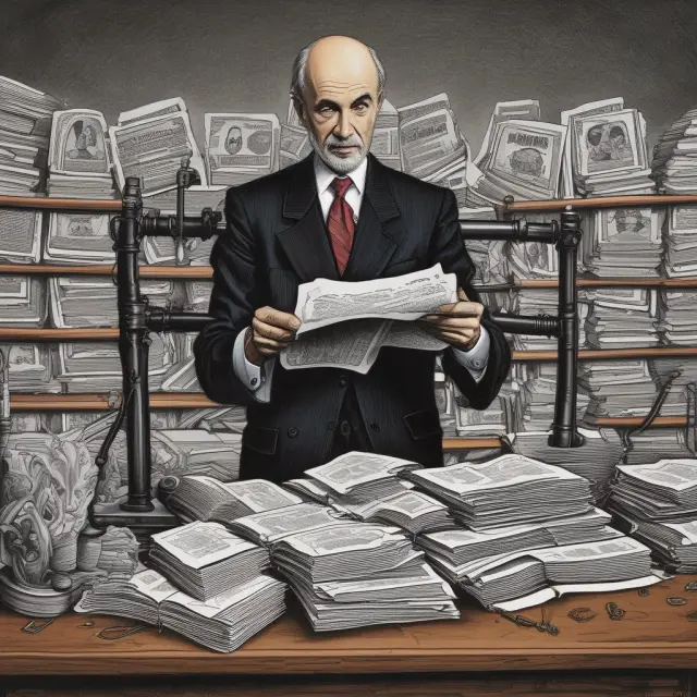 Bernanke operating a giant printing press, releasing waves of currency to stimulate economic recovery