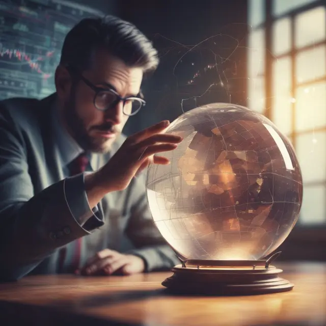 An investor examines portfolio performance using stock graphs and benchmarks
