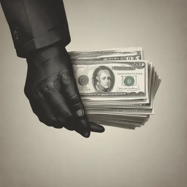 An invisible hand holding and managing stock certificates, representing the concept of beneficial ownership.