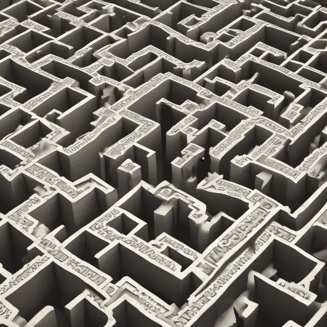 An intricate maze illustrating the process of uncovering beneficial ownership in finance.