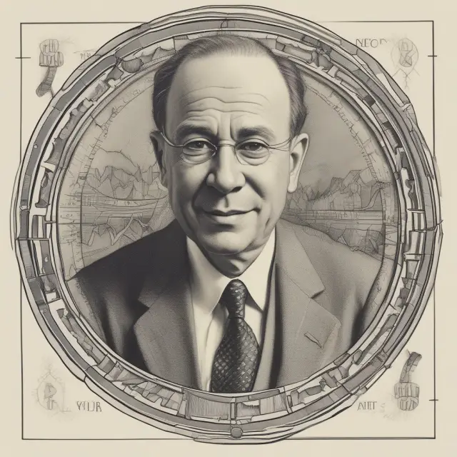 A calm sea filled with interconnected boats symbolizing various stocks, guided by a steady compass emblazoned with key investment principles from Benjamin Graham for institutional investors