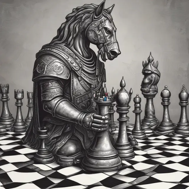 A powerful chess knight holds a shield representing a strong Best Alternative To A Negotiated Agreement (BATNA), demonstrating negotiations grounded in factual basis and effective communication.
