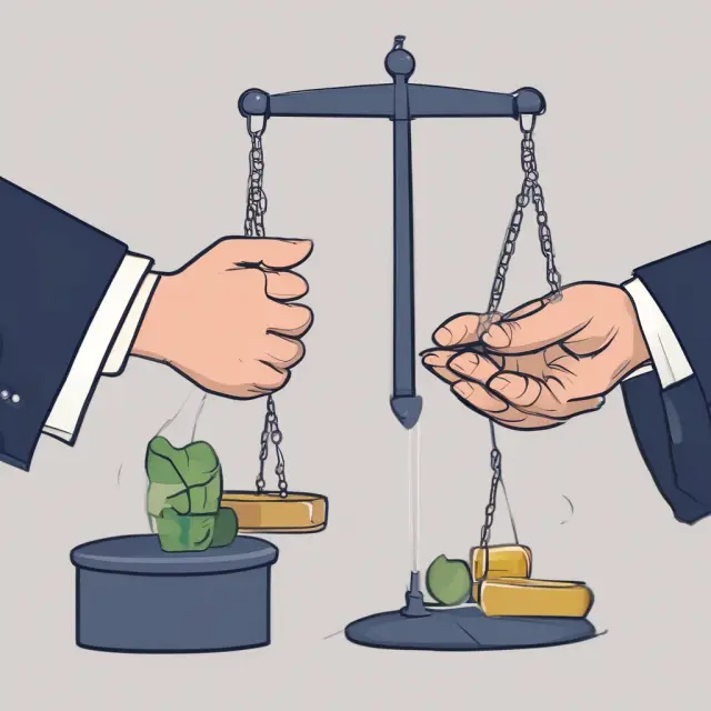 A hand holding a scale balances two alternatives - a weaker negotiation offer and a strong BATNA, emphasizing the importance of having multiple options in personal negotiations.
