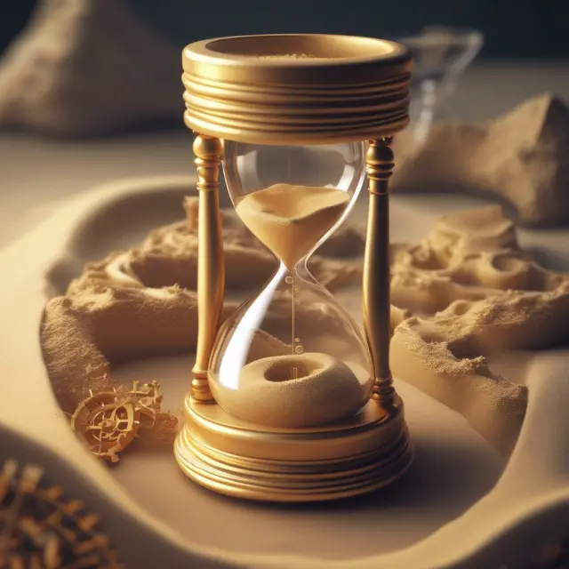 Just in Time: Golden hourglass with gears representing JIT inventory management and smooth production. Kaizen: Two streams merging, symbolizing continuous improvement.