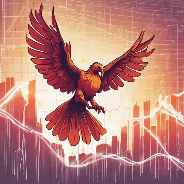 Volatile Phoenix symbolizing high beta stocks flying above a market graph