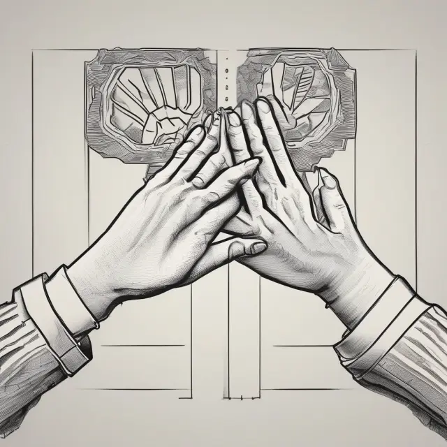 Two hands interlocking to form a private SDN Bhd company, symbolizing the unique structure and limitations on shareholders and transfers.