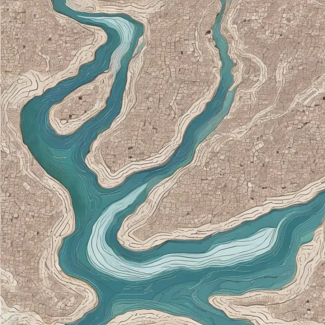 A tranquil river flows with bid and ask prices, symbolizing market dynamics. Buyer demand causes waves to form while seller offers create rapids.