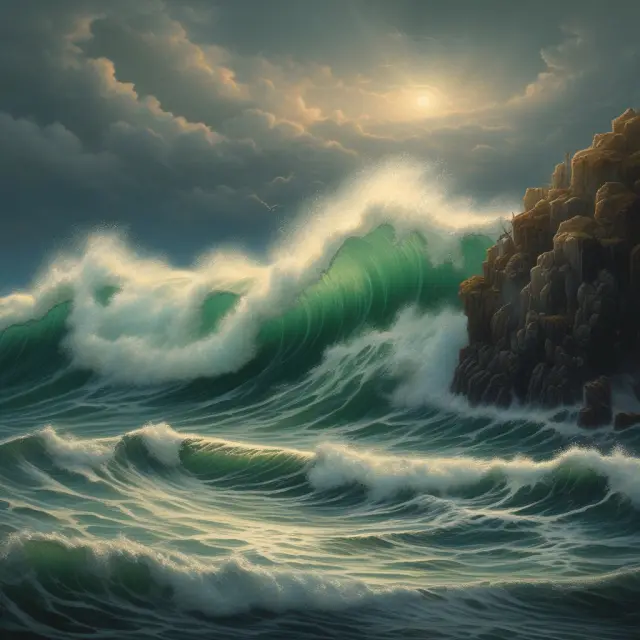 An ocean waves metaphor illustrating the emotional forces of fear and greed influencing the bid-ask spread