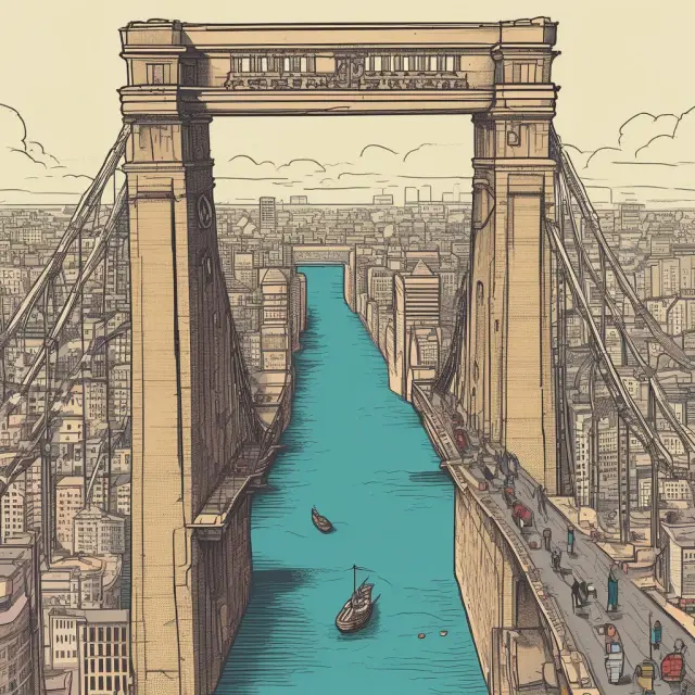 A bridge formed by bid and ask prices illustrating an efficient financial market.
