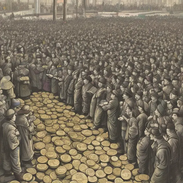 Buyers bidding on gold coins amidst chaos, and market makers offering competitive quotes