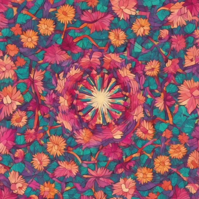 Vibrant image showcasing bid prices as colorful, swirling petals in a kaleidoscopic financial market setting