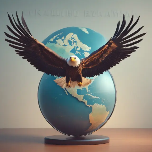Eagle flies over globe, representing the Office of Bilateral Trade Affairs and its responsibility for negotiating international trade agreements