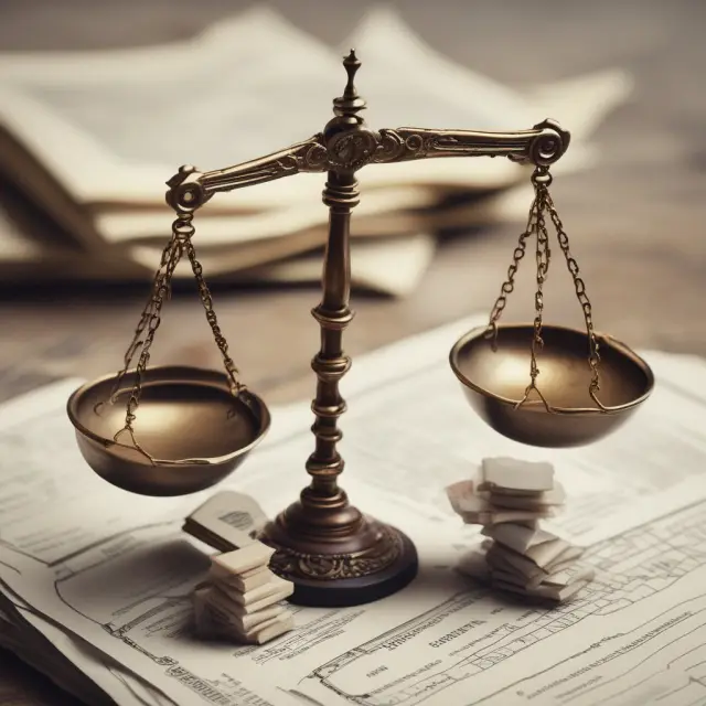 Justice scales holding a bill of exchange symbolizing international trade & transferability, and a promissory note symbolizing domestic debt & fixed terms