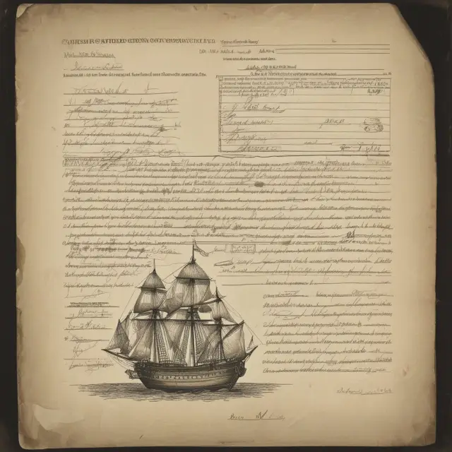 A ship with a bill of lading and an invoice, symbolizing their distinct functions in shipping transactions.