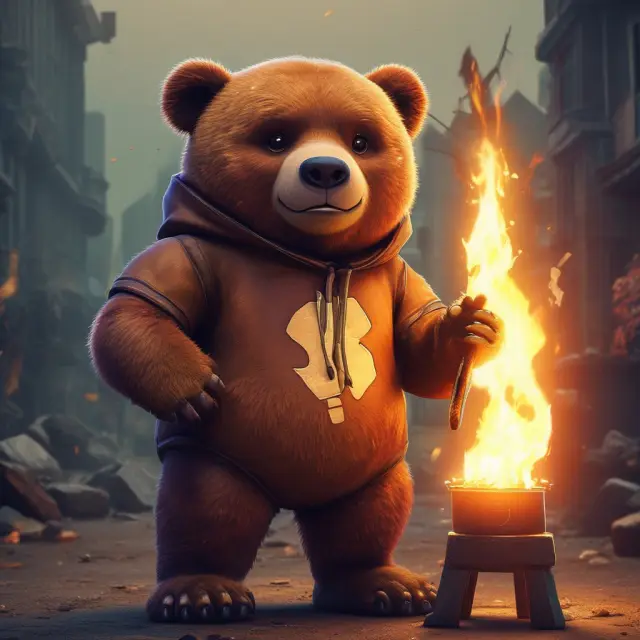 An image of a Binance bear with Binance coins and a shrinking supply chart, symbolizing the quarterly token burn events reducing the total circulating supply of Binance Coin