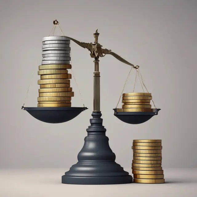 A binary trader meticulously balancing risks by hedging assets on a scale, while leveraging the knowledge of strategy books for diversification.