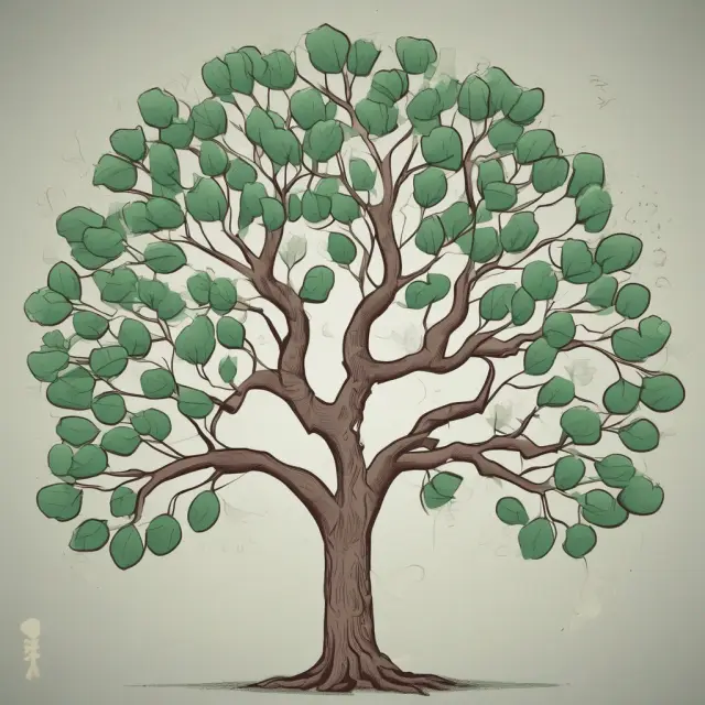 Visualization of a binomial tree representing possible outcomes and valuing options through an iterative tree structure.