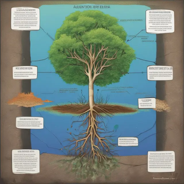 Three elements harmonize: a microbe blooming with nutrients, a seedling sprouting in soil, and a tree thriving in polluted water symbolizing biostimulation, bioaugmentation, and intrinsic remediation.