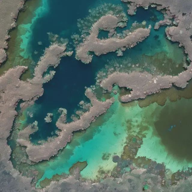 Bioremediation: Oil spill turning into coral reefs, symbolizing environmental restoration
