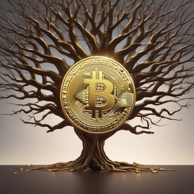 A golden coin flows from a tree