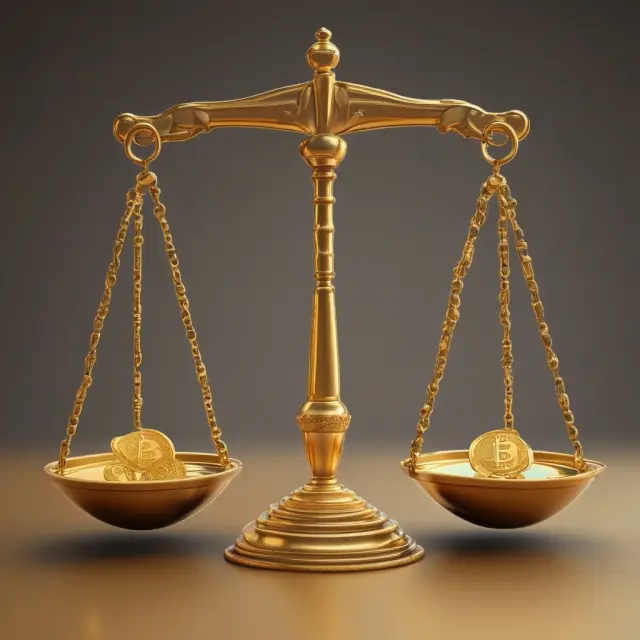 Golden scales weighing Bitcoin and Bitcoin Cash symbols, illustrating their differences in transaction speed and fees for investors.