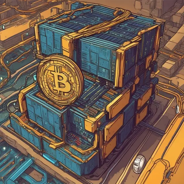 Visualization of ASICs evolving through generations, with a solar-powered mining ship symbolizing the future.
