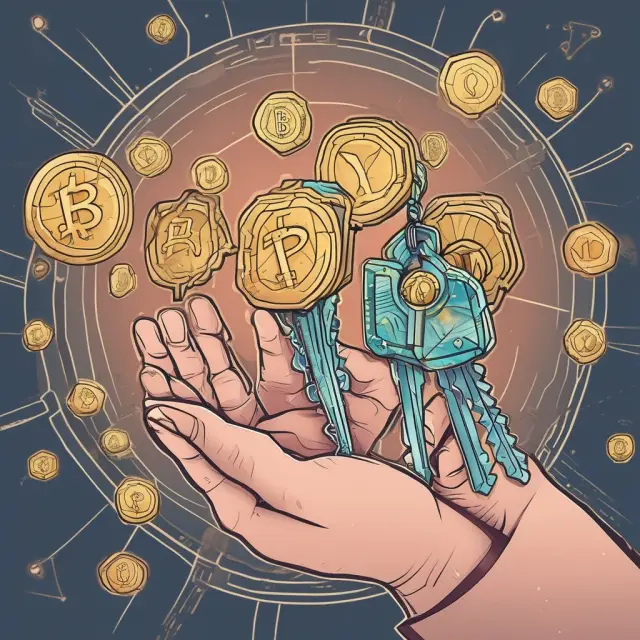 Exchange handing over digital assets to wallet key holder, emphasizing control and security.
