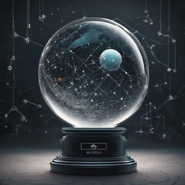 Crystal ball showcasing AI and data elements symbolizing the evolving future of black box models in finance with a focus on transparency and ethical considerations