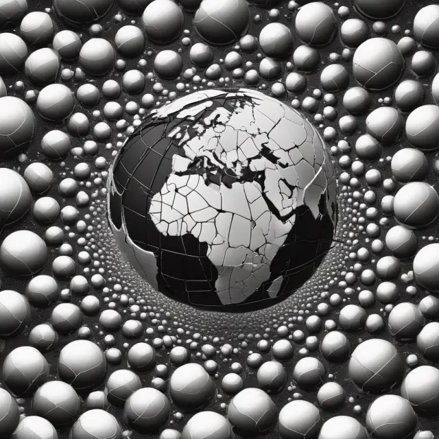A mosaic of black and white tiles symbolizing formal and informal economies merging on a global scale