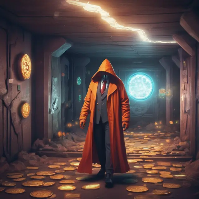 A clandestine scene of digital currencies exchanging hands in an underground tunnel, symbolizing black market transactions