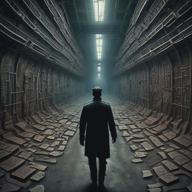 An image of a shadowy maze symbolizing underground economies, with signs for fraud, violence, exploitation, and counterfeit goods