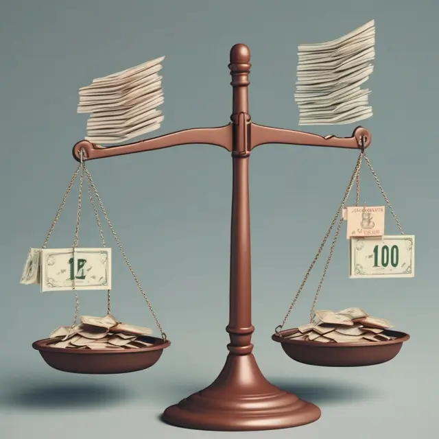 Scales with varying interest rates merging, representing a blended rate calculation in finance.