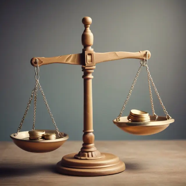 An image depicting a scale balancing various interest rates and weights to determine the blended rate for cost-of-funds accounting.