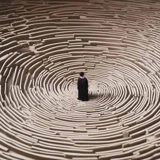 A trustee delves into a maze of papers, symbolizing the complex process of creating and administering a blind trust