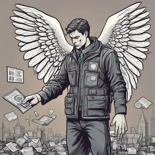 Angel safeguarding digital wallet with mnemonic seed phrase and IP whitelist, illustrating Blockchain Wallet