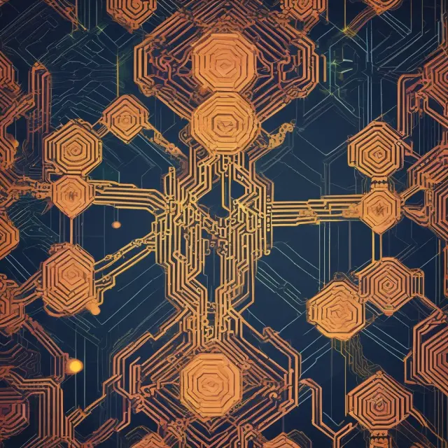 An elegant bridge connecting businesses to a bustling blockchain platform, symbolizing BaaS.