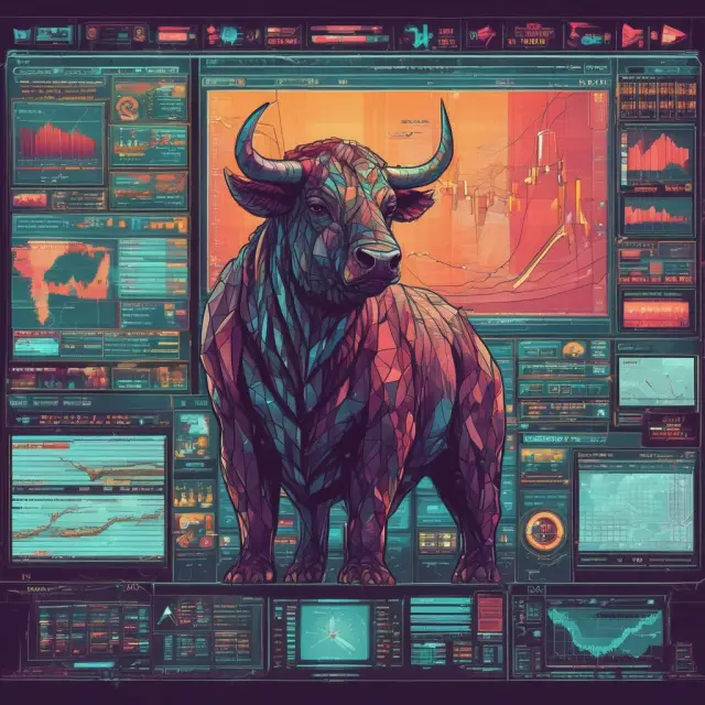 A dynamic image of real-time financial data flowing into a crystal clear news feed, where traders are depicted as bull and bear on an advanced messaging bridge