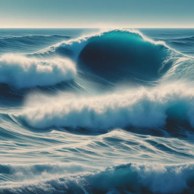 Waves symbolizing innovation collide to create a vibrant blue ocean market filled with untapped potential for businesses and new customers