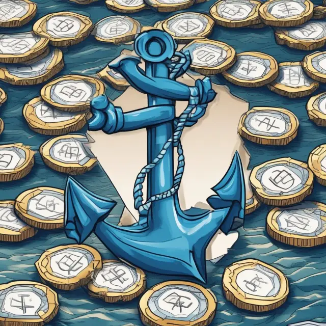 A blue chip stock symbol anchors a turbulent ocean, surrounded by waves representing bonds, growth stocks, mid-caps, and small-caps