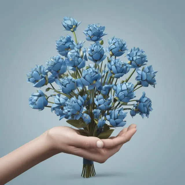 An institution grasping a bouquet of blue chip stocks, representing stability, financial strength, and long-term growth