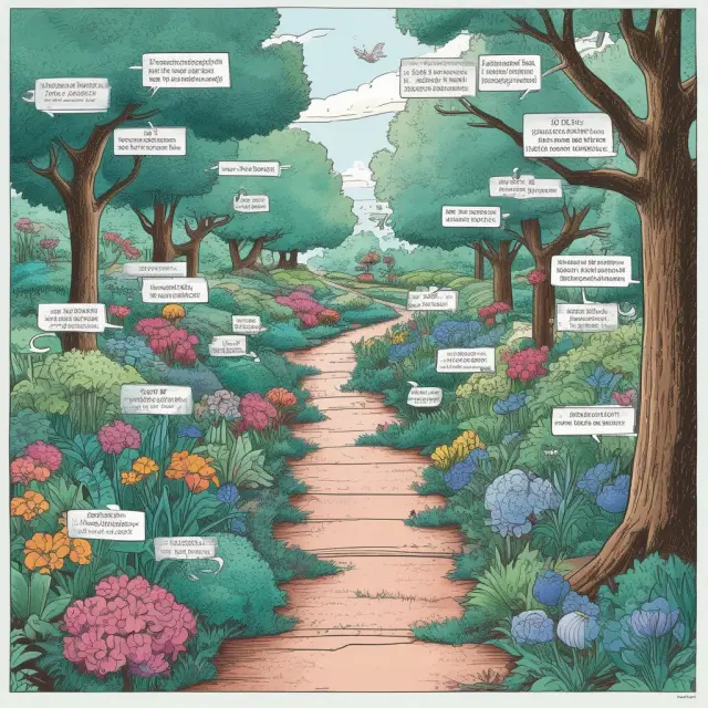 An institutional investor walking through a lush garden filled with three types of blue chip 