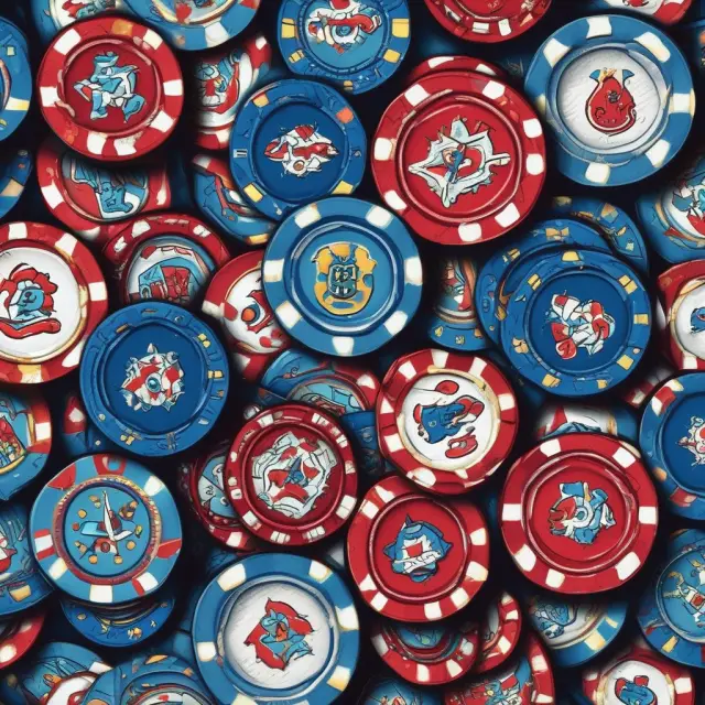 Blue chip companies represented by high-value poker chips, symbolizing their prestigious status and financial strength