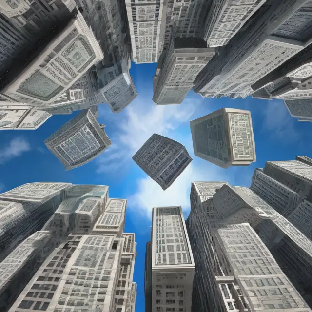 Blue chip companies depicted as birds flying over calming Dow Jones and S&P 500 index line graphs