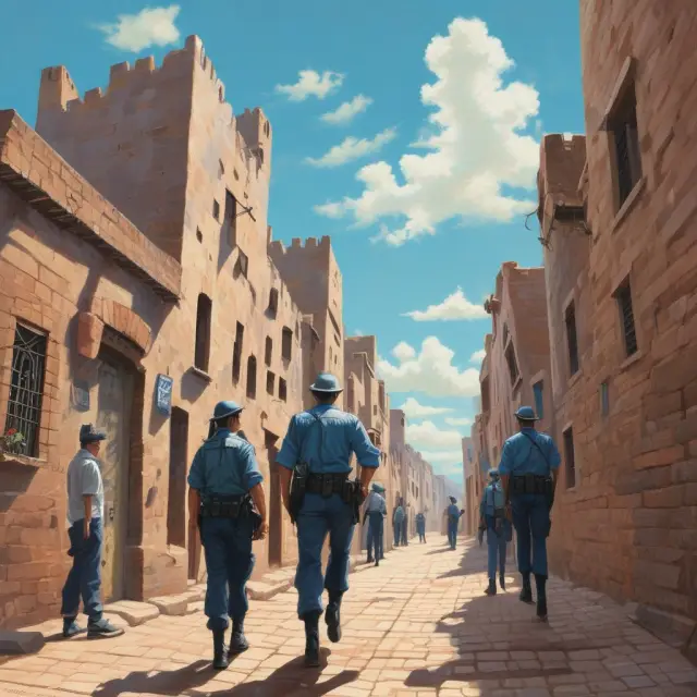 Fortified wall symbolizing enforcement of blue sky laws, with regulators and securities administrators standing guard to protect investors.