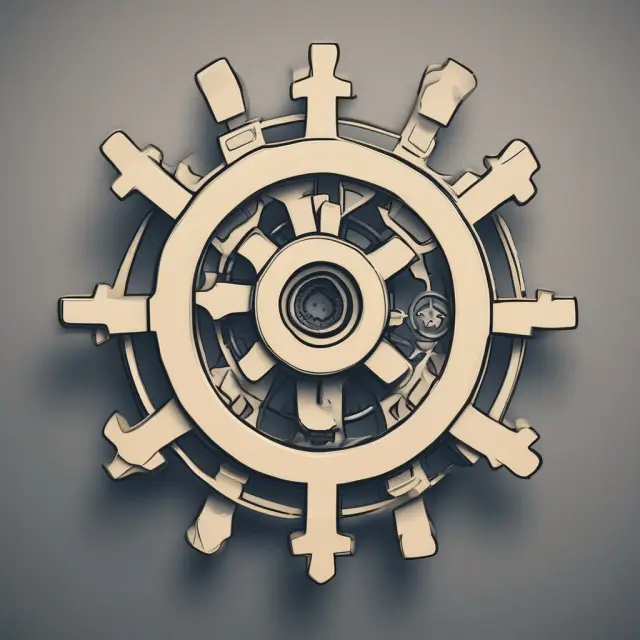 Visualization of two interlinked gears signifying the Federal Reserve