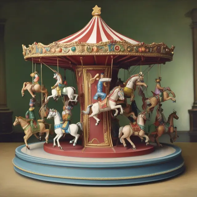 A merry-go-round with governors representing each Federal Reserve district, ensuring stability through staggered terms.