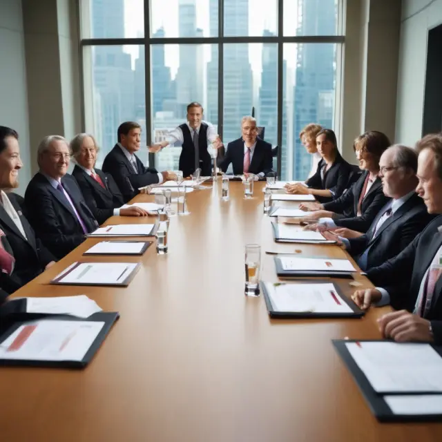 Table filled with diverse, experienced directors, symbolizing a strong board fostering corporate growth, shareholder value, and reputation