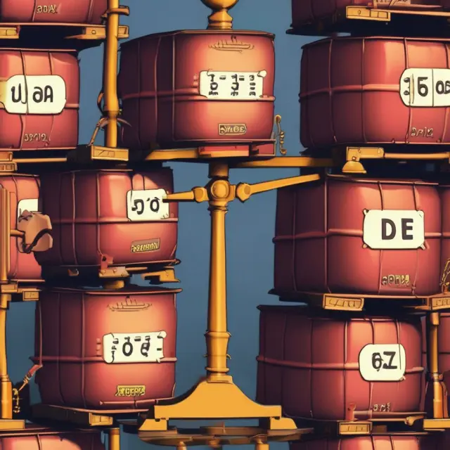 Image of two scales: one for oil barrels and the other for natural gas cubic feet balancing each other, with a figure calculating BOE/D in the background