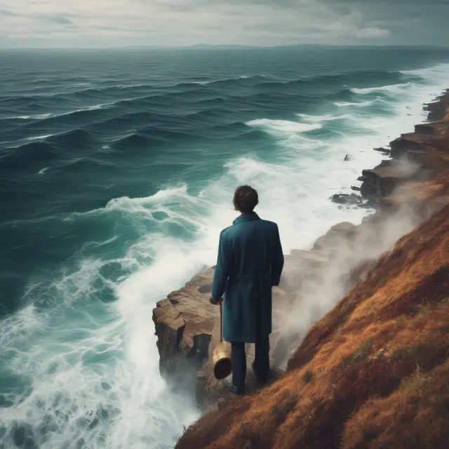 Person trying to boil an endless ocean, depicting the metaphorical meaning of 