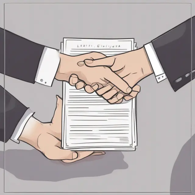 Two hands shaking over a contract: One holds custom terms while the other represents standard boilerplate language.